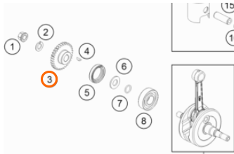 45232023033 - Шестерня коленвала KTM SX50 2009-/ HQ TC50 2017-/ 33 зуба original