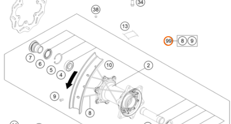 00050000985 - Комплект спиц KTM SXF 250/350/450, original