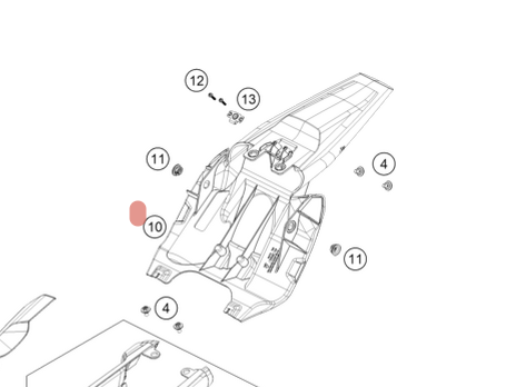 A30008013000DBA, Заднее крыло KTM SX50 2024, original