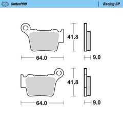 Тормозные колодки задние Moto-Master SinterPRO Racing GP KTM 125-530, Husqvarna, Husaberg, KTM SX85 с 2021-/, KTM SX65 2024-/