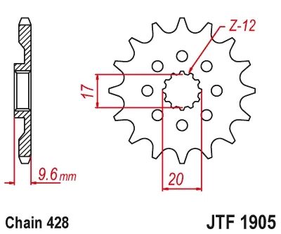 Звезда ведущая облегченная JT (428-14T) KTM SX85 2018-/ (JTF1905)